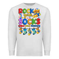 Oatmeal Heather rock your  world down syndrome Premium Sweatshirt - Artiststas