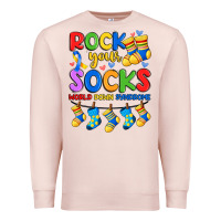 Pale Pink rock your  world down syndrome Premium Sweatshirt - Artiststas