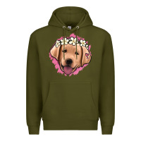Army Green jack russel floral kopyası Premium Hoodie - Jasminsmagicworld