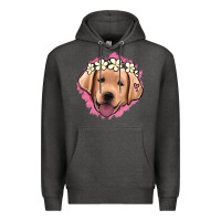 Charcoal Heather jack russel floral kopyası Premium Hoodie - Jasminsmagicworld