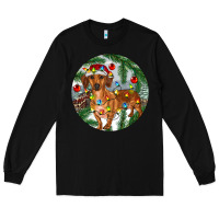 Black Dachshund Christmas Tree Long Sleeve Tee - RanaPortraitStore
