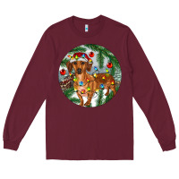 Burgundy Dachshund Christmas Tree Long Sleeve Tee - RanaPortraitStore