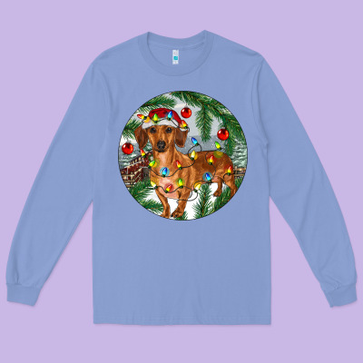 Dachshund Christmas Tree Long Sleeve Tee Designed By Ranaportraitstore