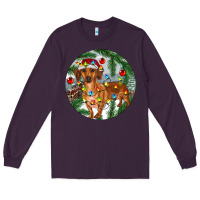 Plum Dachshund Christmas Tree Long Sleeve Tee - RanaPortraitStore