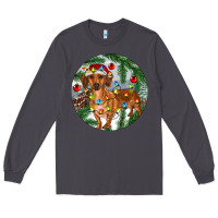 Smoke Dachshund Christmas Tree Long Sleeve Tee - RanaPortraitStore