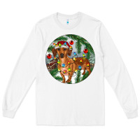White Dachshund Christmas Tree Long Sleeve Tee - RanaPortraitStore