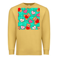 Antique Gold valentines day teddy bears and cookies seamless pattern Premium Sweatshirt - BundleAndBundleShop