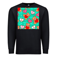 Black valentines day teddy bears and cookies seamless pattern Premium Sweatshirt - BundleAndBundleShop