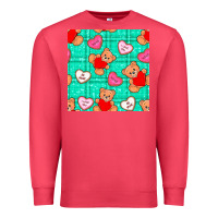 Cardinal valentines day teddy bears and cookies seamless pattern Premium Sweatshirt - BundleAndBundleShop