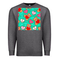 Charcoal Heather valentines day teddy bears and cookies seamless pattern Premium Sweatshirt - BundleAndBundleShop