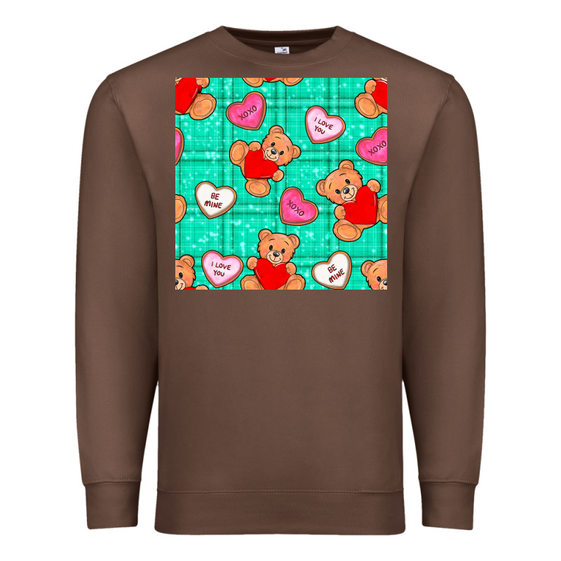 Valentines Day Teddy Bears And Cookies Seamless Pattern Premium Sweatshirt by BundleAndBundleShop | Teevron