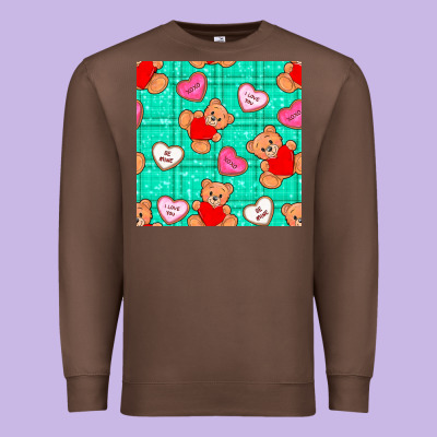 Valentines Day Teddy Bears And Cookies Seamless Pattern Premium Sweatshirt Designed By Bundleandbundleshop