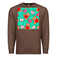 Chestnut valentines day teddy bears and cookies seamless pattern Premium Sweatshirt - BundleAndBundleShop
