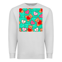 Dove Grey valentines day teddy bears and cookies seamless pattern Premium Sweatshirt - BundleAndBundleShop