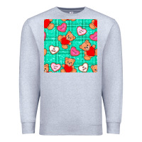 Heather Grey valentines day teddy bears and cookies seamless pattern Premium Sweatshirt - BundleAndBundleShop