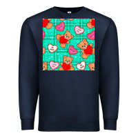 Navy valentines day teddy bears and cookies seamless pattern Premium Sweatshirt - BundleAndBundleShop