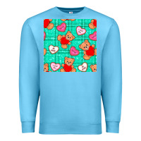 Ocean Blue valentines day teddy bears and cookies seamless pattern Premium Sweatshirt - BundleAndBundleShop