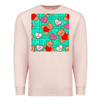 Pale Pink valentines day teddy bears and cookies seamless pattern Premium Sweatshirt - BundleAndBundleShop