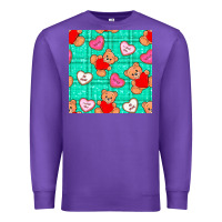 Purple valentines day teddy bears and cookies seamless pattern Premium Sweatshirt - BundleAndBundleShop