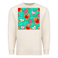 Sandshell valentines day teddy bears and cookies seamless pattern Premium Sweatshirt - BundleAndBundleShop