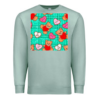 Seafoam valentines day teddy bears and cookies seamless pattern Premium Sweatshirt - BundleAndBundleShop
