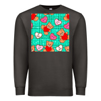 Smoke valentines day teddy bears and cookies seamless pattern Premium Sweatshirt - BundleAndBundleShop