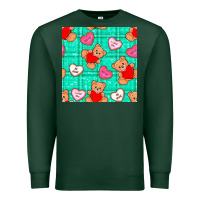 Sports Green valentines day teddy bears and cookies seamless pattern Premium Sweatshirt - BundleAndBundleShop