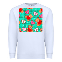 White valentines day teddy bears and cookies seamless pattern Premium Sweatshirt - BundleAndBundleShop