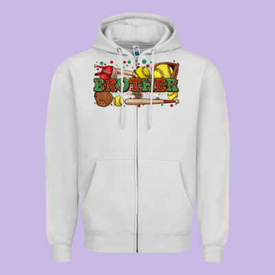 Brother Softball Zipper Hoodie Designed By Zillion Design Studio