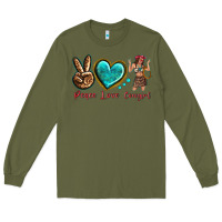 Army Green peace love cowgirl Long Sleeve Tee - texasbilliewilder