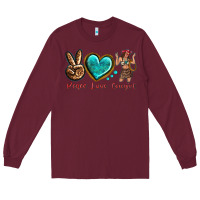 Burgundy peace love cowgirl Long Sleeve Tee - texasbilliewilder