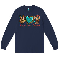 Navy peace love cowgirl Long Sleeve Tee - texasbilliewilder