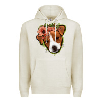 Oatmeal Heather jack russel floral Premium Hoodie - Jasminsmagicworld