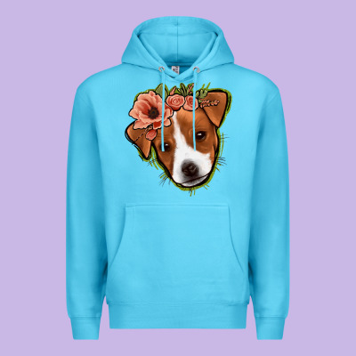 Jack Russel Floral Premium Hoodie Designed By Jasminsmagicworld