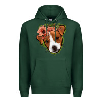 Sports Green jack russel floral Premium Hoodie - Jasminsmagicworld