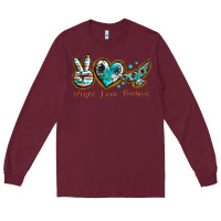 Burgundy peace love freebird Long Sleeve Tee - texasbilliewilder