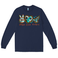 Navy peace love freebird Long Sleeve Tee - texasbilliewilder