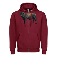 Burgundy black angus bull Zipper Hoodie - RanaPortraitStore
