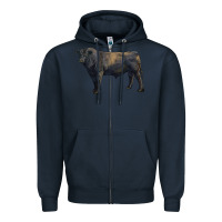 Navy black angus bull Zipper Hoodie - RanaPortraitStore