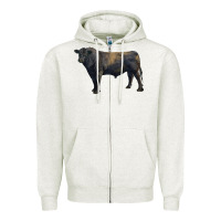 Oatmeal Heather black angus bull Zipper Hoodie - RanaPortraitStore