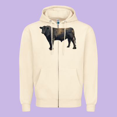 Black Angus Bull Zipper Hoodie Designed By Ranaportraitstore