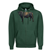 Sports Green black angus bull Zipper Hoodie - RanaPortraitStore