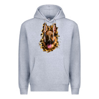 Heather Grey german shepherd leopard background Premium Hoodie - Jasminsmagicworld