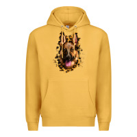 Mustard german shepherd leopard background Premium Hoodie - Jasminsmagicworld