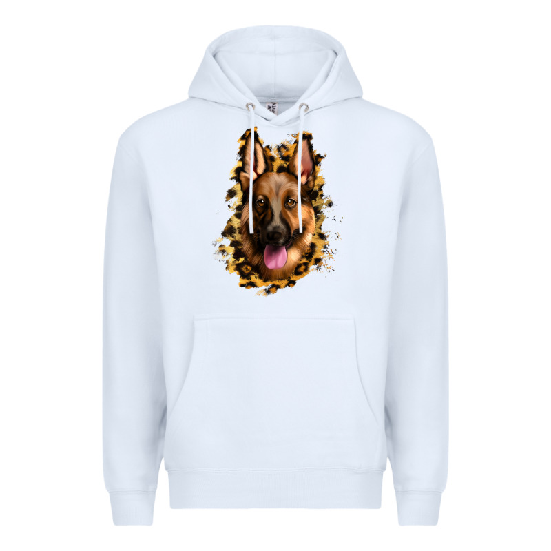 German Shepherd Leopard Background Premium Hoodie by Jasminsmagicworld | Teevron