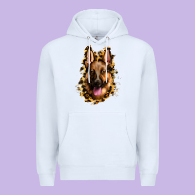 German Shepherd Leopard Background Premium Hoodie Designed By Jasminsmagicworld