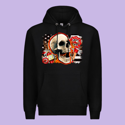 Firefighter Skull Premium Hoodie Designed By Adodesignshop