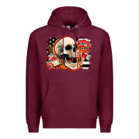 Burgundy firefighter skull Premium Hoodie - AdoDesignShop