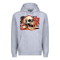 Heather Grey firefighter skull Premium Hoodie - AdoDesignShop
