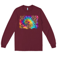 Burgundy leopard tie dye background Long Sleeve Tee - Zillion Design Studio